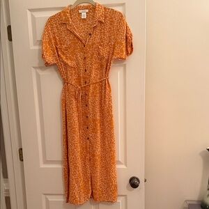 URBAN Romantics Orange Animal Print Midi Dress